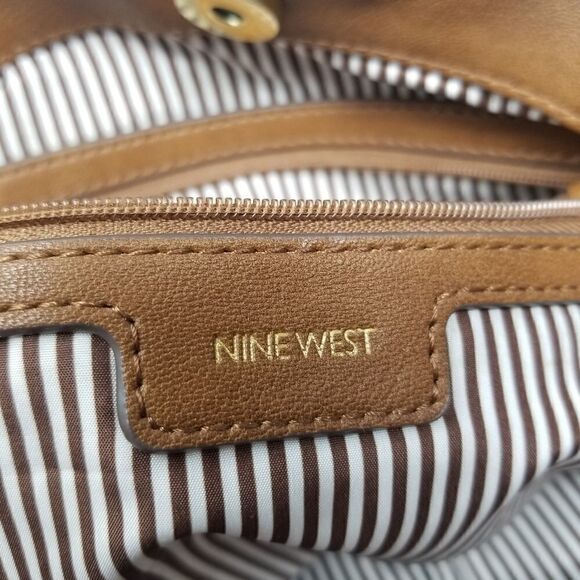 Brown With Metal Studded Nine West Shoulder Bag - Picture 5 of 11